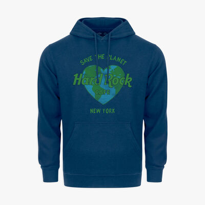 Adult Fit Save The Planet Pullover Hoodie in Navy Adult Fit Save The Planet Pullover Hoodie in Navy